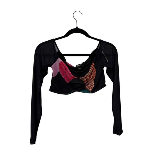 Revolve AFRM NWT Black Pink Surreal Shells Cropped Top Size Medium - Picture 3 of 9